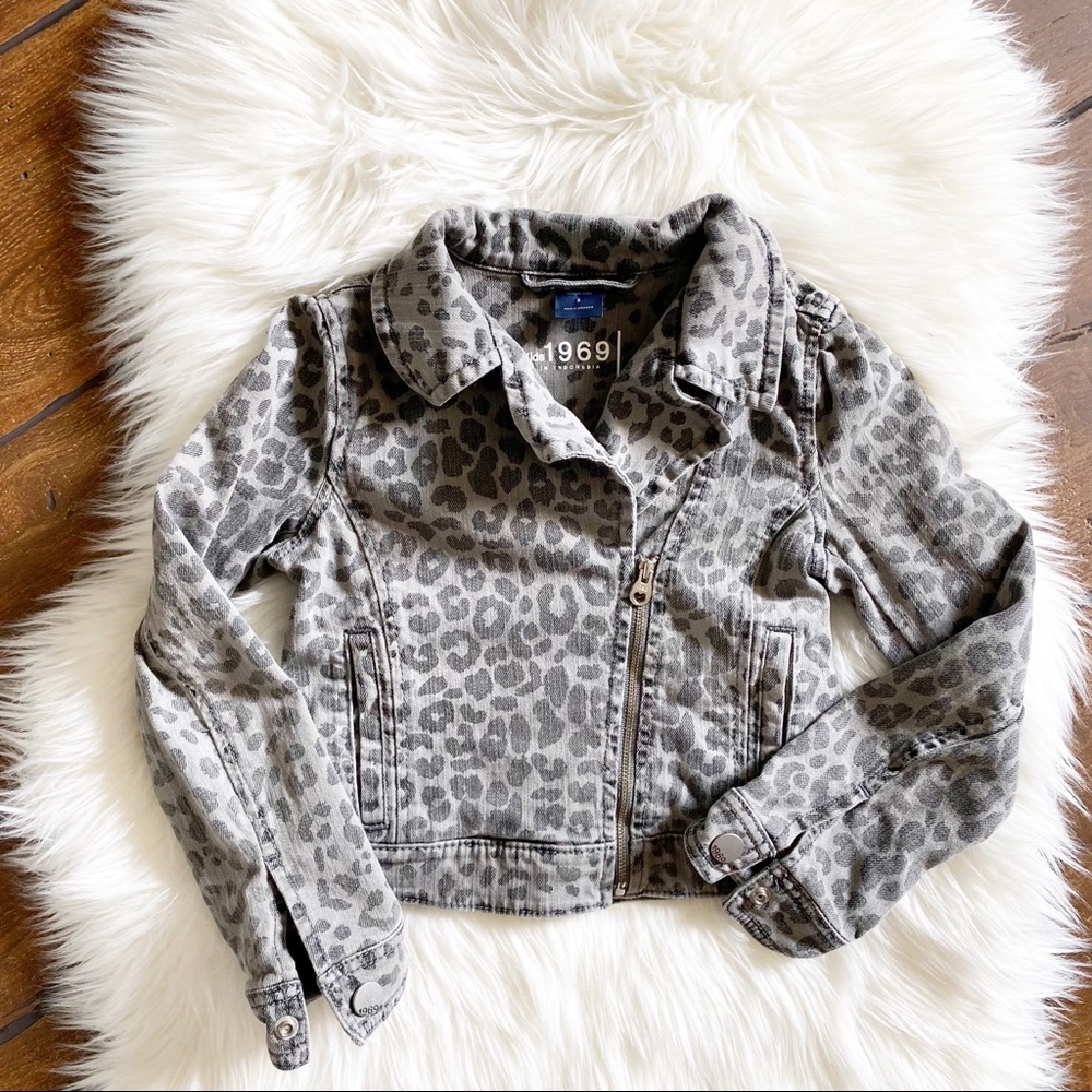 GapKids Leopard Print Denim Jacket